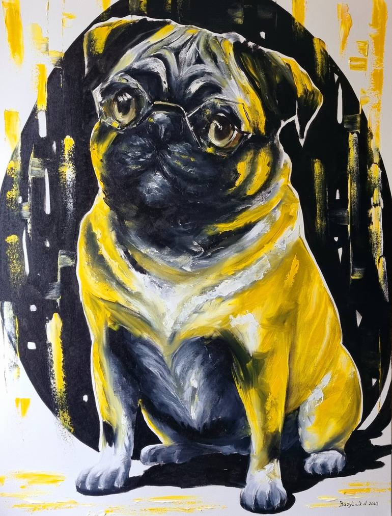 pug oil painting