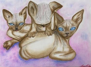 Original Impressionism Cats Paintings by Olga Isaieva