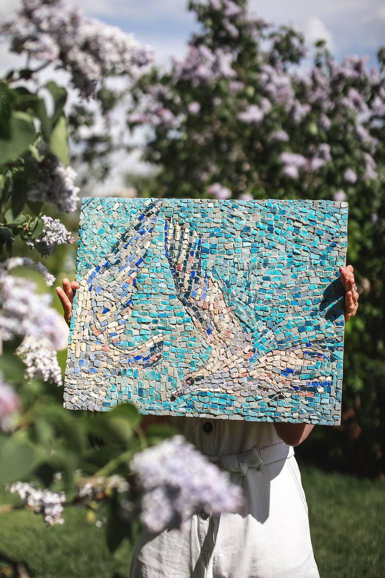 Soviet style mosaics Seagulls Painting by Varvara Makarova | Saatchi Art