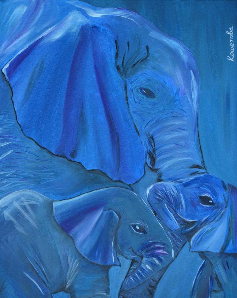 Elephants Painting by Liudmila Cosetova Saatchi Art