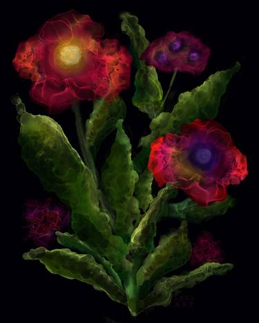 Original Abstract Expressionism Floral Mixed Media by Leko Art