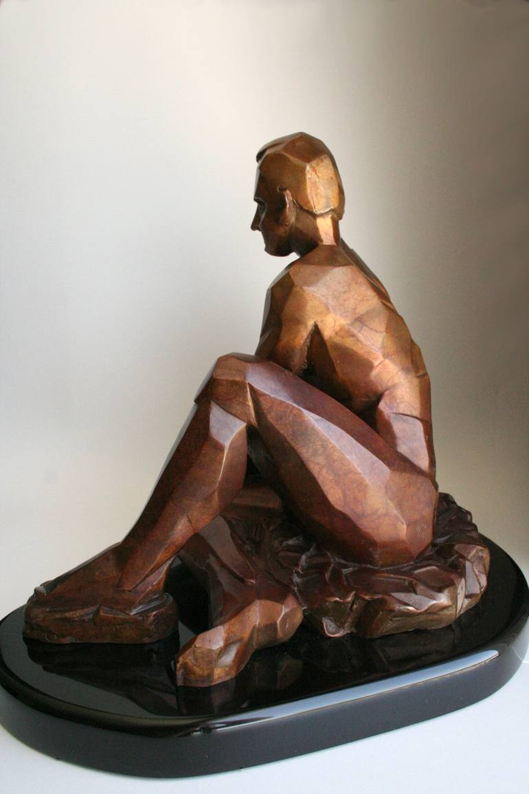 Original Cubism Men Sculpture by Marie Pierre Philippe Lohezic