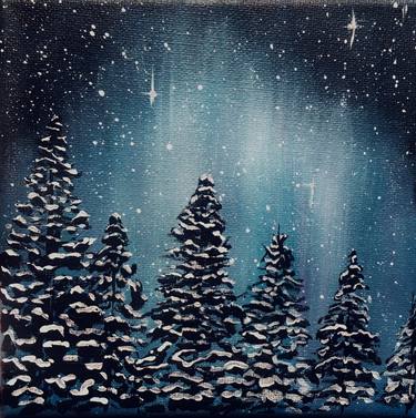 Snowy landscape at night thumb