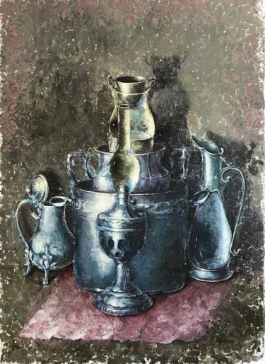 Original Art Deco Still Life Paintings by Jelena Jelsukova