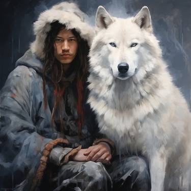 The Protector and his Wolf - Fine Art Collection - New Series thumb