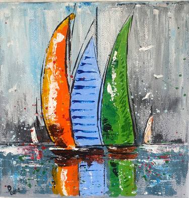 Original Abstract Boat Paintings by Diana Murygina