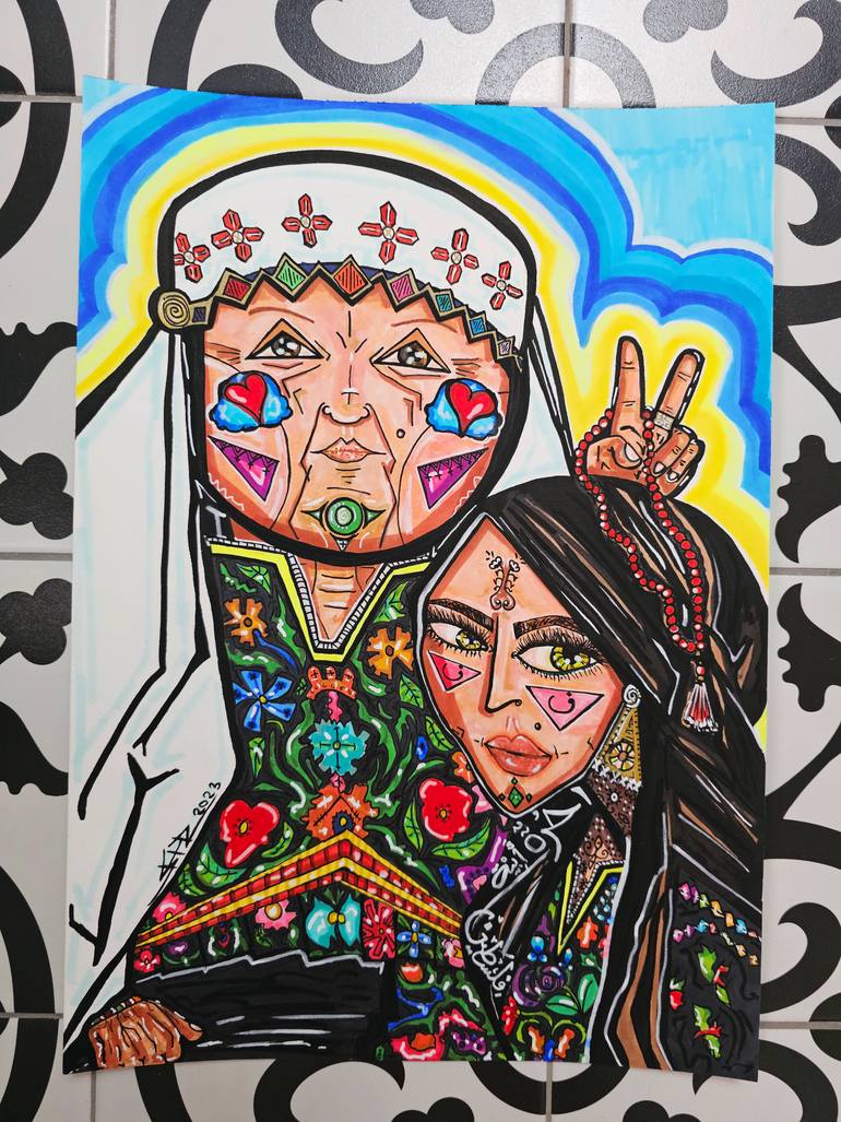 Original Abstract Expressionism Pop Culture/Celebrity Drawing by Shorouq Shabsoug