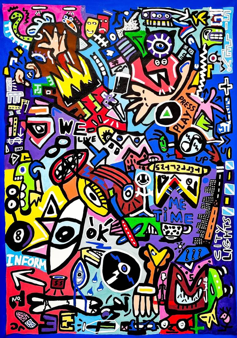 Abstract Colorful Painting Canvas Graffiti Art Contemporary Street Art