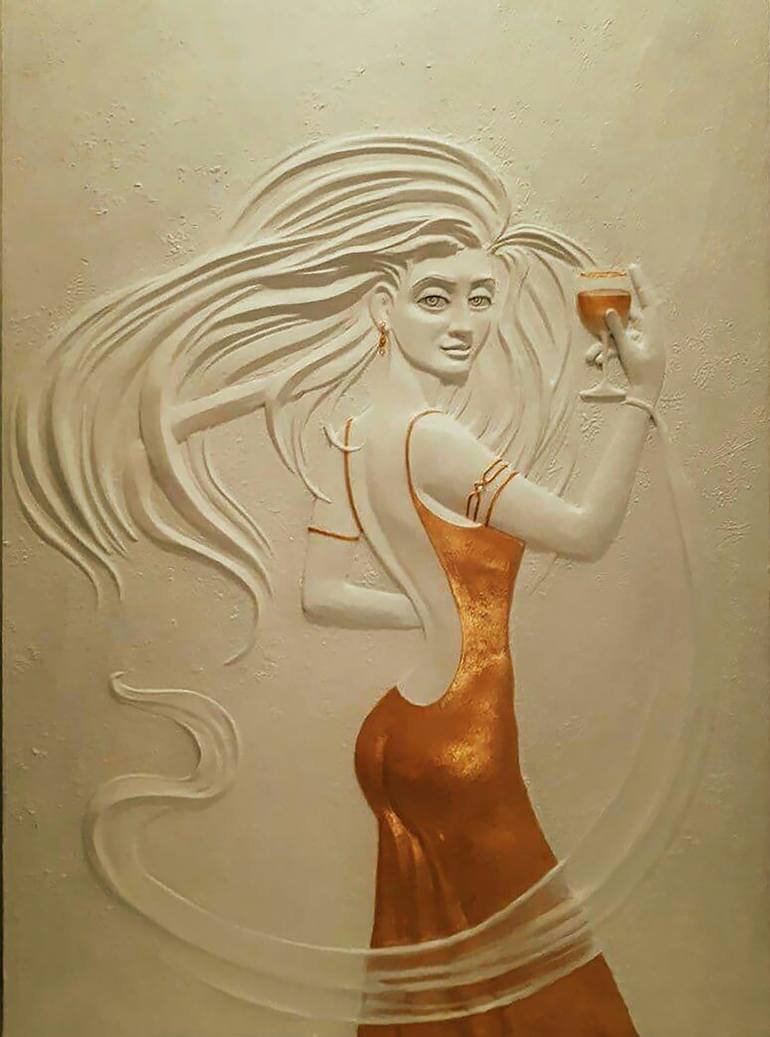 Original Art Deco Portrait Sculpture by Maria Eremenko