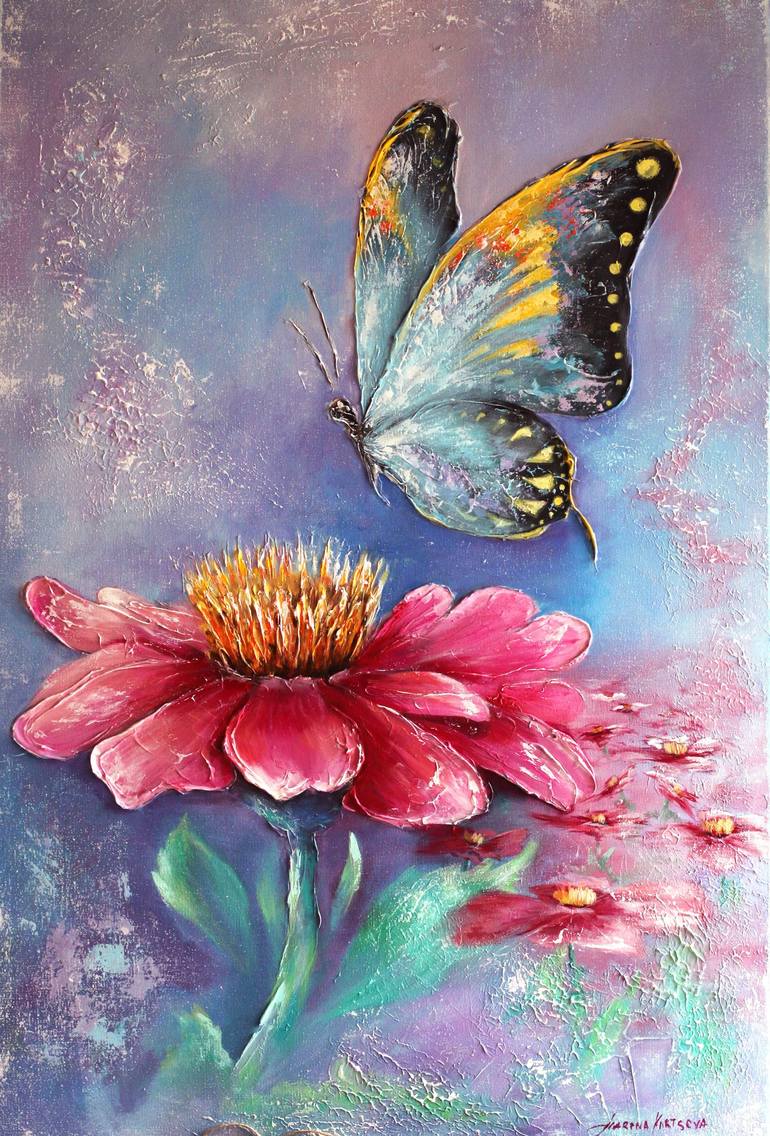 Monarch Butterfly Original Watercolor Painting Flowers Butterfly