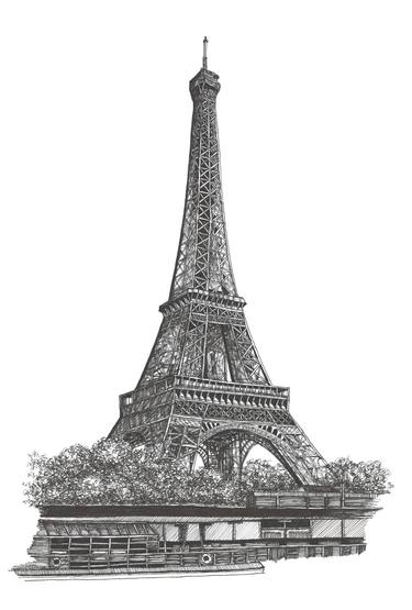 Eiffel Tower hand drawn thumb