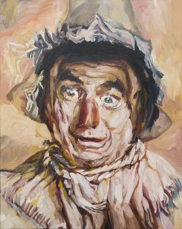 The Scarecrow from Oz looking scared - 30F - (oil on canvas). thumb