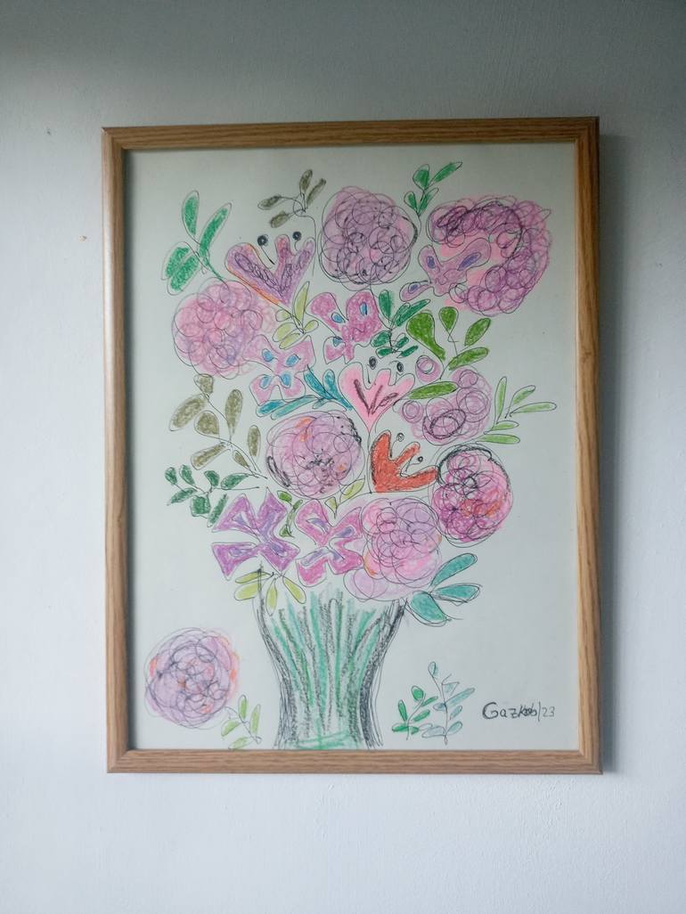 Original Impressionism Floral Drawing by A Gazkob