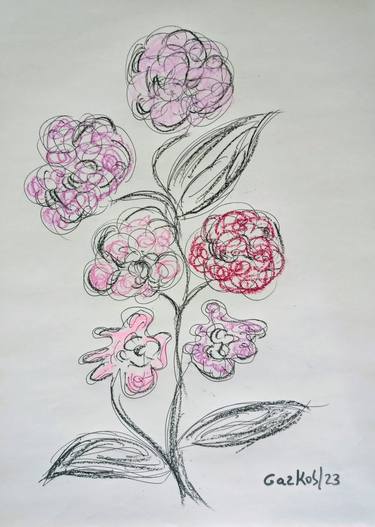 Original Minimalism Floral Drawings by A Gazkob