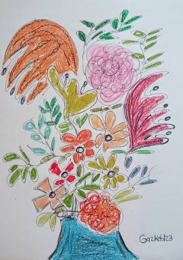 Original Impressionism Botanic Drawings by A Gazkob