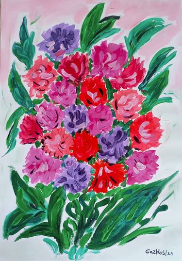Print of Impressionism Floral Paintings by A Gazkob