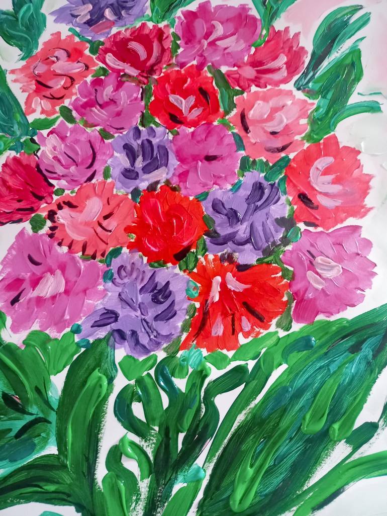 Original Impressionism Floral Painting by A Gazkob
