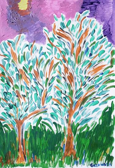 Original Impressionism Tree Paintings by A Gazkob