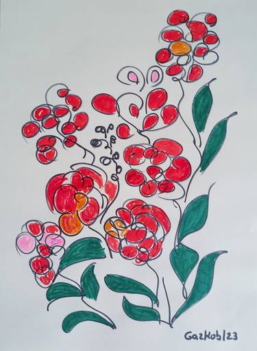 Original Illustration Floral Drawings by A Gazkob