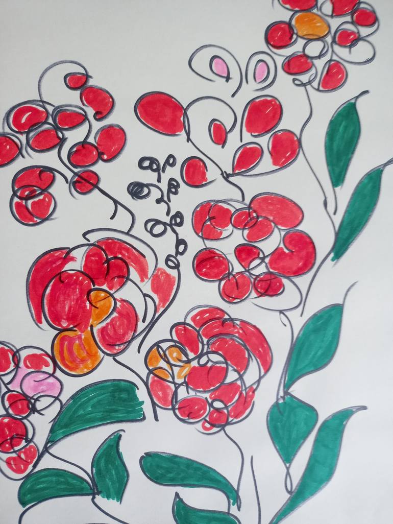 Original Floral Drawing by A Gazkob