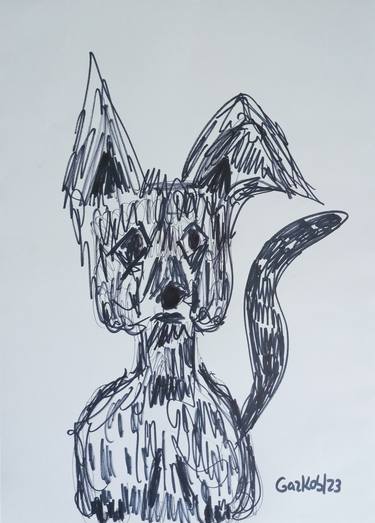 Original Illustration Dogs Drawings by A Gazkob