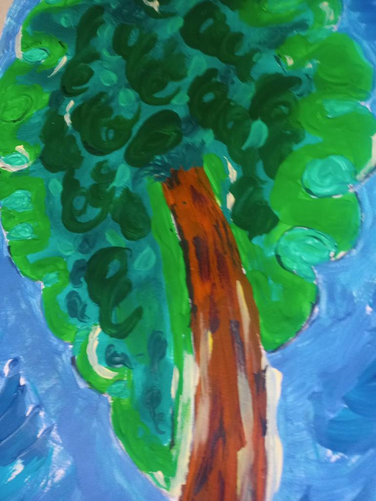 Original Art Deco Tree Painting by A Gazkob