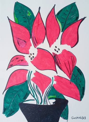 Print of Figurative Floral Drawings by A Gazkob