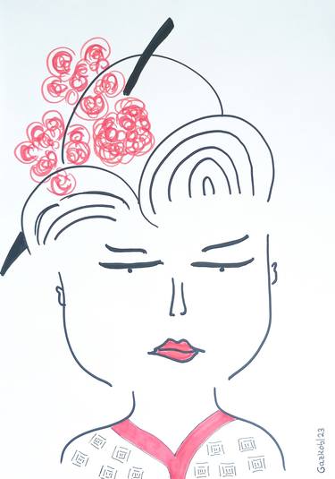 Original Minimalism People Drawing by A Gazkob