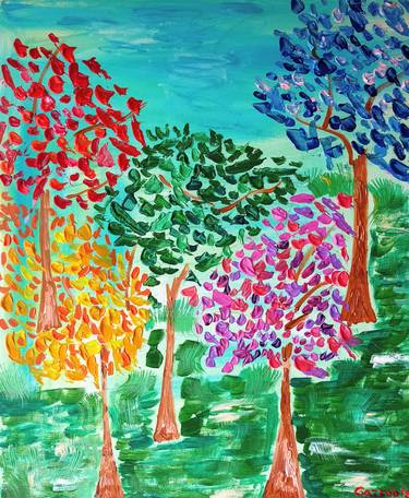 Print of Impressionism Tree Paintings by A Gazkob