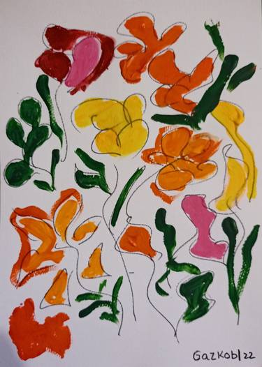Original Floral Paintings by A Gazkob
