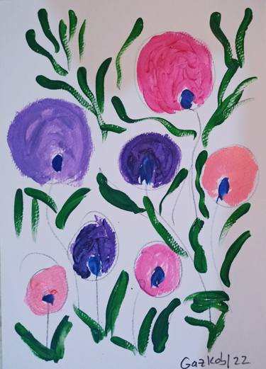 Print of Minimalism Floral Paintings by A Gazkob