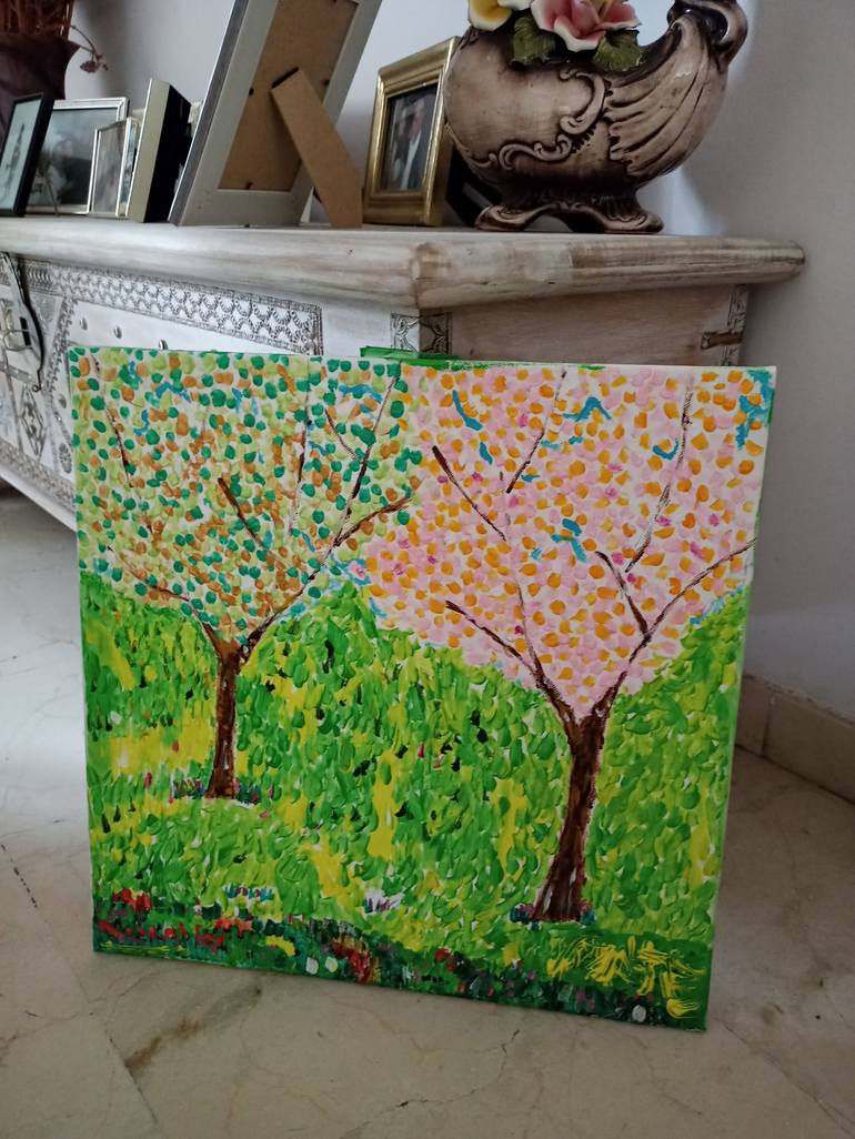Original Impressionism Tree Painting by A Gazkob
