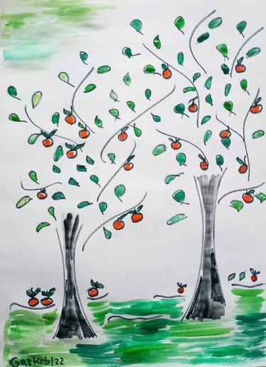 Print of Minimalism Tree Paintings by A Gazkob