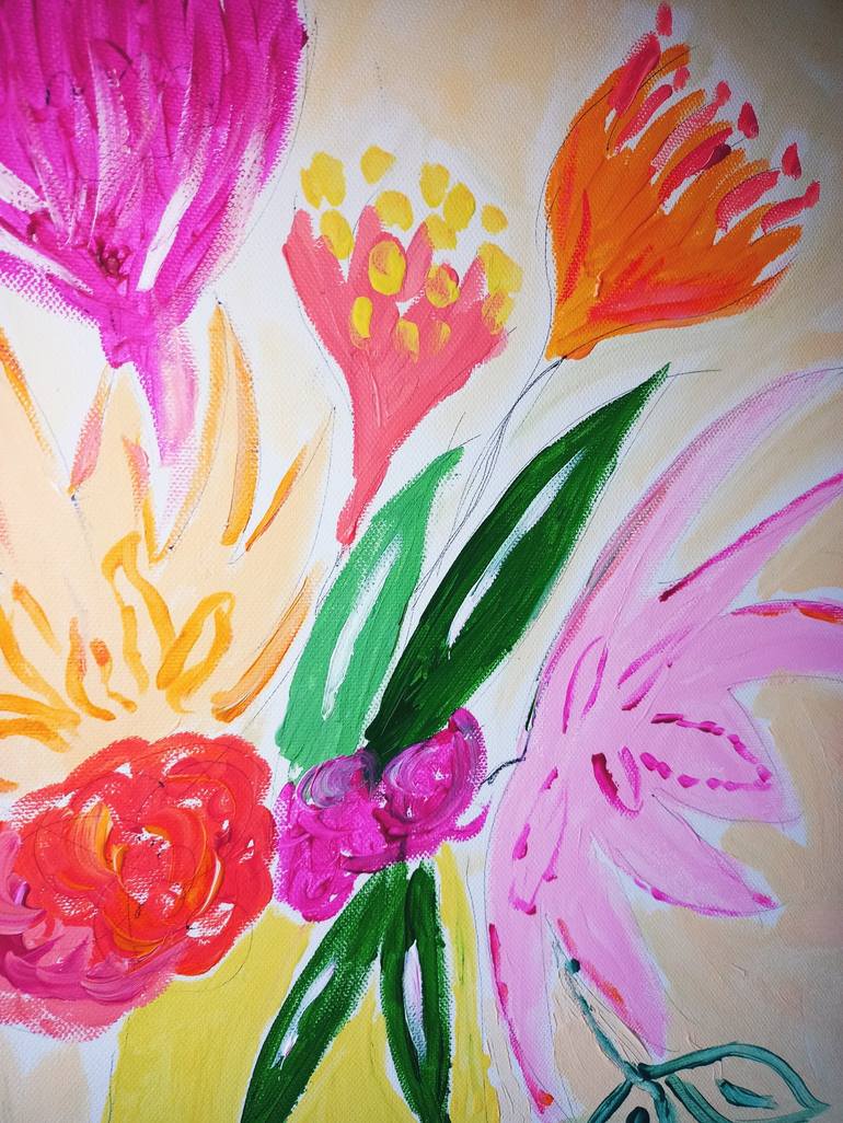 Original Impressionism Floral Painting by A Gazkob