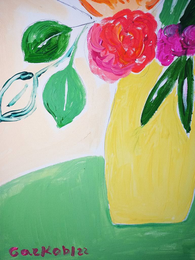 Original Impressionism Floral Painting by A Gazkob