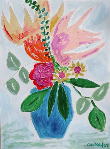 Original Impressionism Floral Paintings by A Gazkob