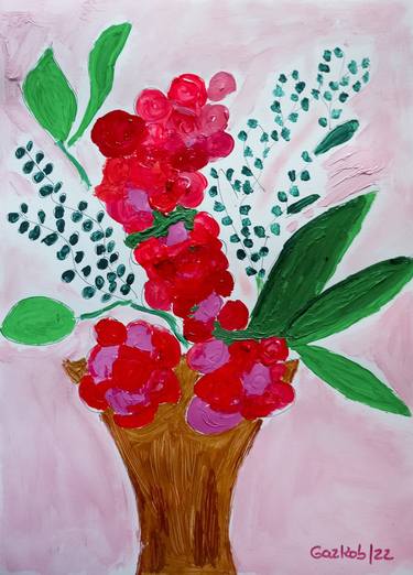 Original Modern Floral Paintings by A Gazkob