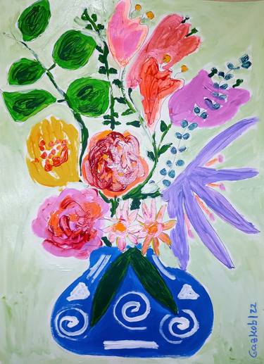 Original Floral Paintings by A Gazkob