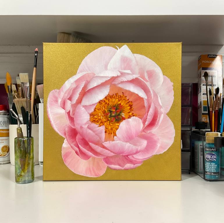 Original Photorealism Floral Painting by Alla Kallas