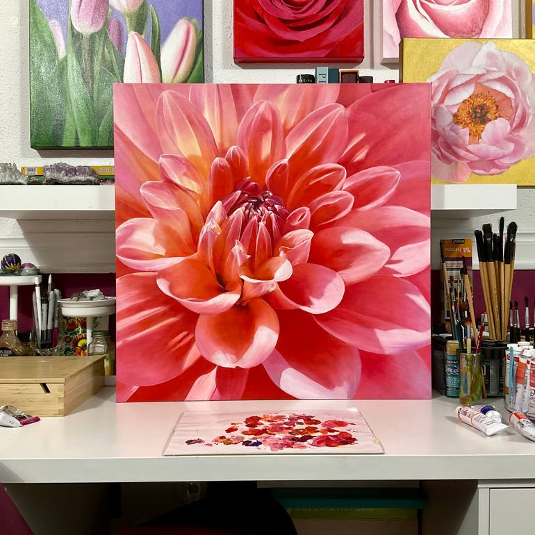 Original Photorealism Floral Painting by Alla Kallas