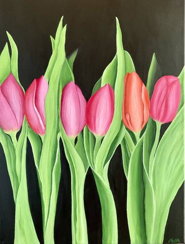 Original Art Deco Floral Paintings by Alla Kallass