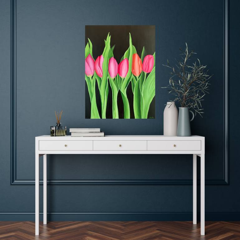 Original Abstract Floral Painting by Alla Kallass