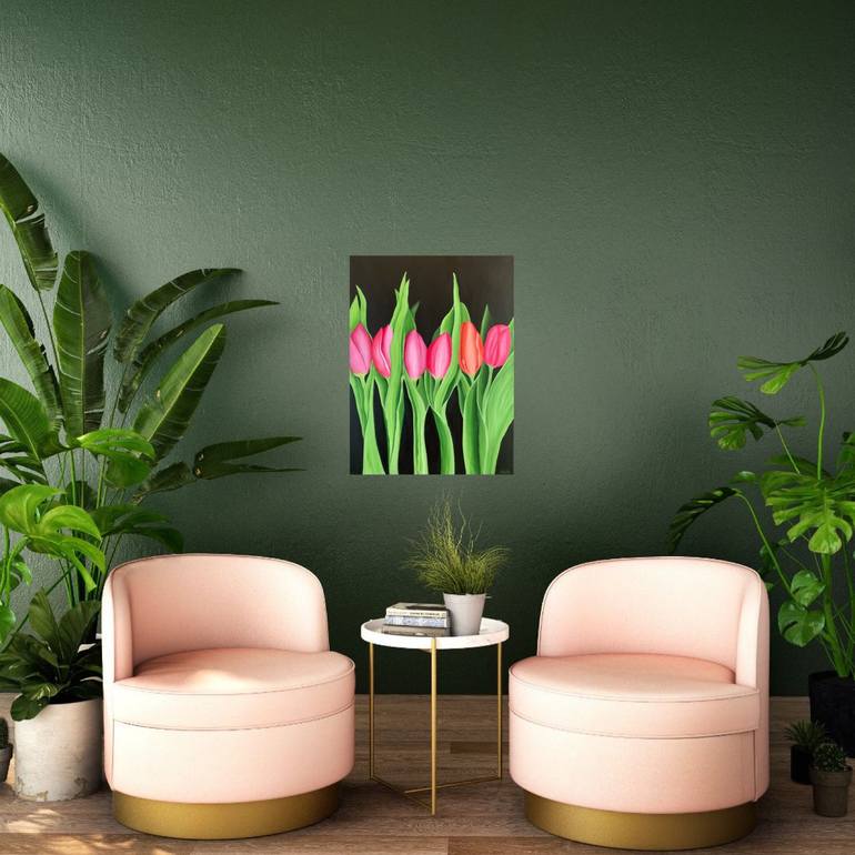 Original Abstract Floral Painting by Alla Kallass