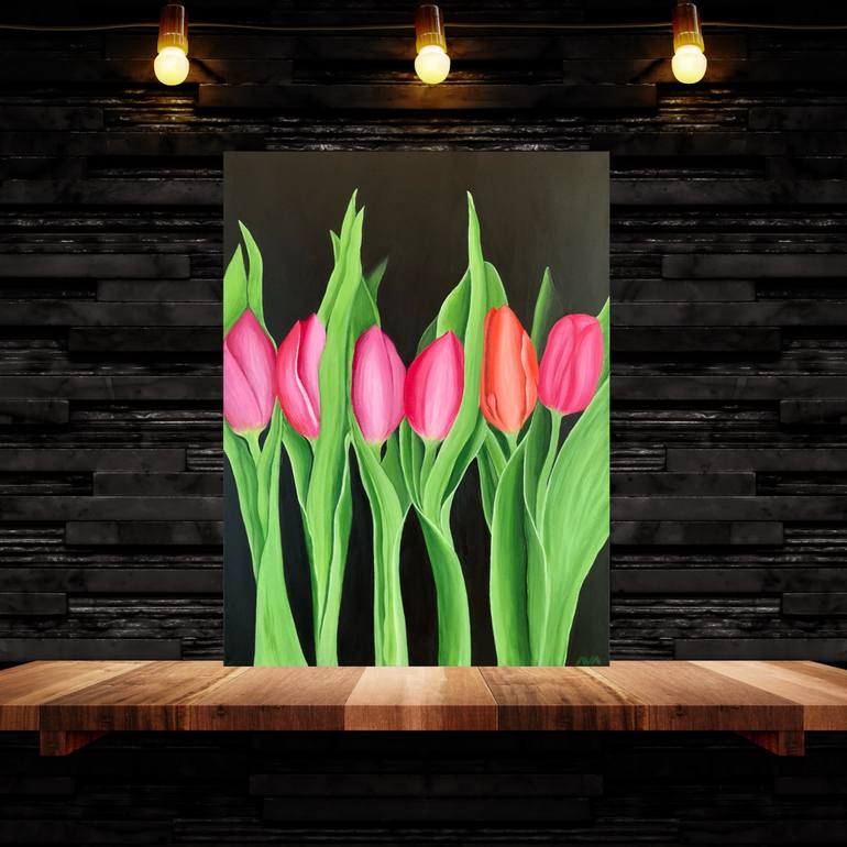 Original Abstract Floral Painting by Alla Kallass