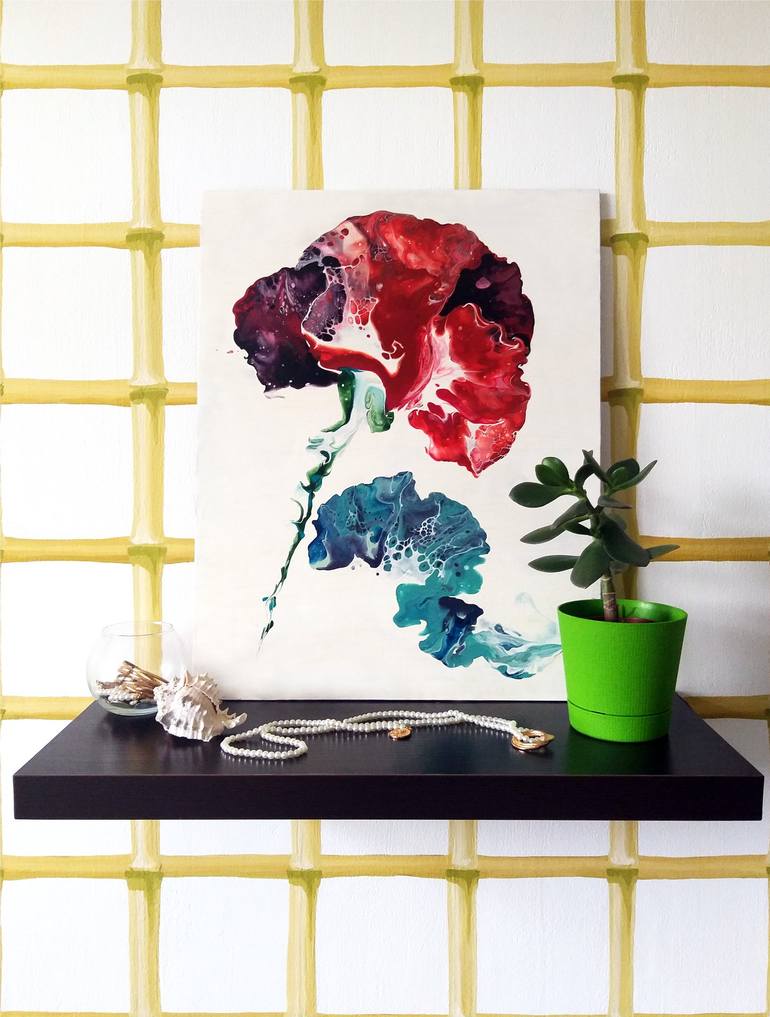 Original Abstract Floral Painting by Kira Abundance