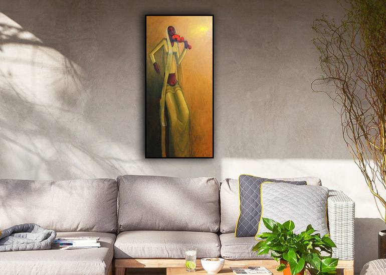 Original Folk Abstract Painting by Basil Cooray