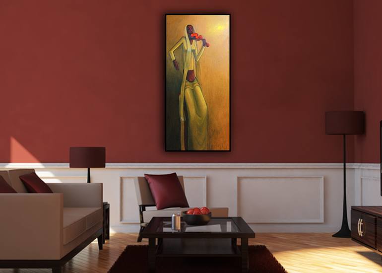 Original Folk Abstract Painting by Basil Cooray