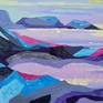 Close-up view. Watercolor-like fills alternate with three-dimensional strokes.