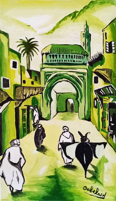 Print of Cities Paintings by MOHAMED OUBELAID