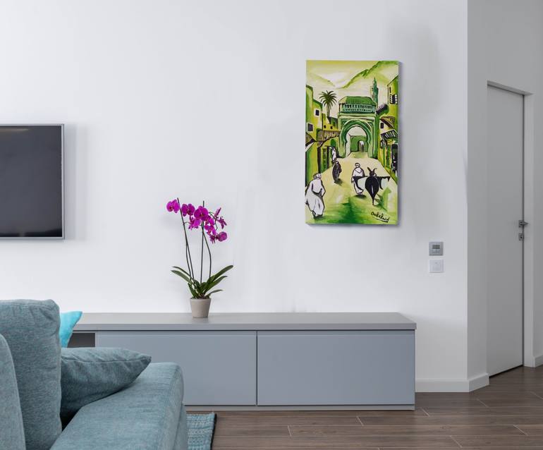 Original Impressionism Cities Painting by Mohamed Oubelaid